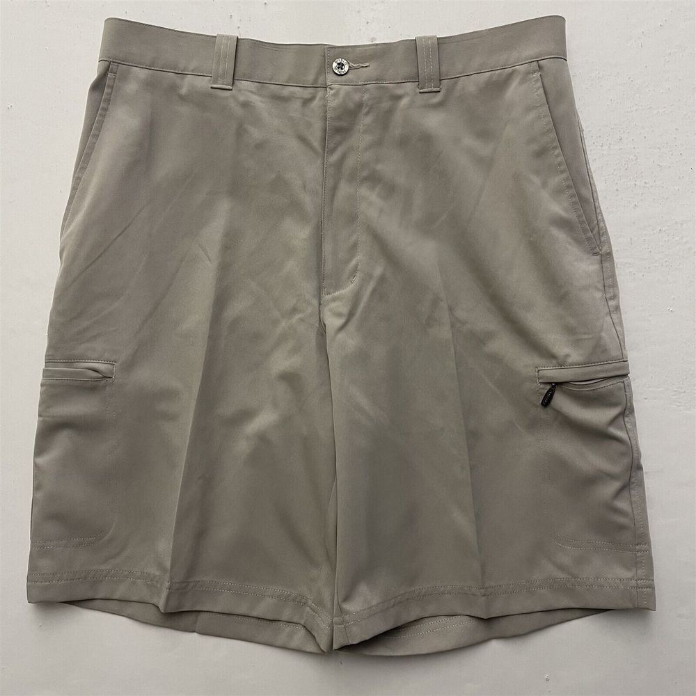 Ping 34 x 10" Stone‎ Tough Woven Shirt Grip Waist Zip Pocket Cargo Shorts